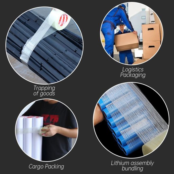 Heavy Duty Single Sided Fiberglass Filament Packing Tape Heat-Resistant Acrylic Adhesive Self Hot Melt Strong Filament Tape