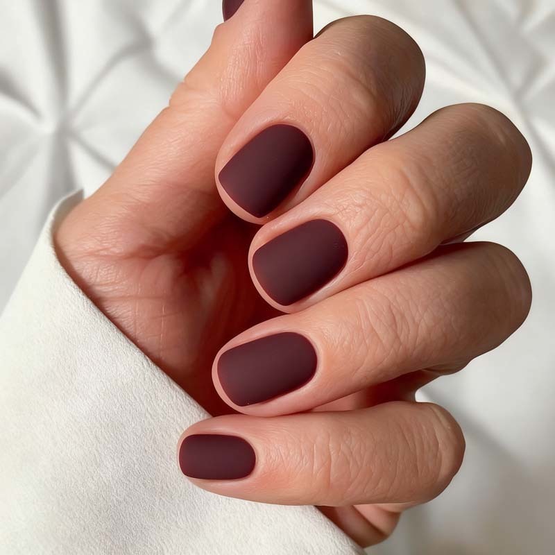 Promotion Matte Dark Red Solid Color Press On Nails 4 Shapes for Daily Wear