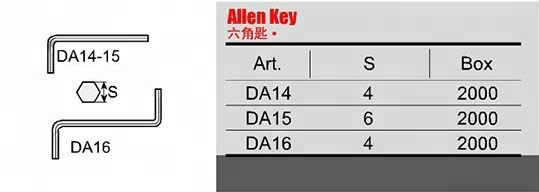 DIY Grade Furniture Hardware Accessories Fittings L and Z Type 4mm 6mm Hex Allen Fasteners Wrench Metal Steel Hexagon Allen Key
