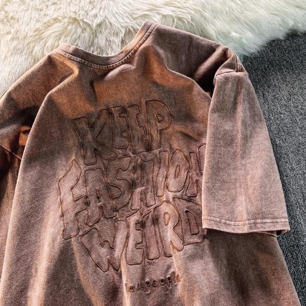 Etiquetas personalizadas T-shirts masculinos de algodão pesado Impressão gráfica lavagem ácida T-shirt vintage