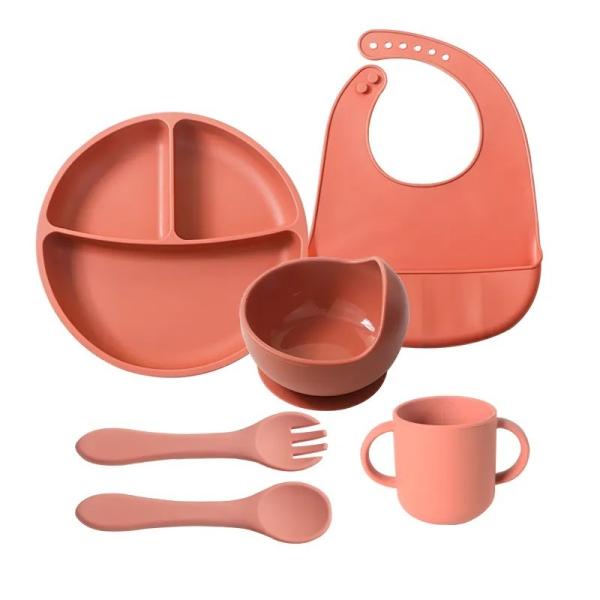Silicone Food Grade Infant Dinnerware Sets Baby Feeding Set Suction Kids Infant Plates And Bowls
