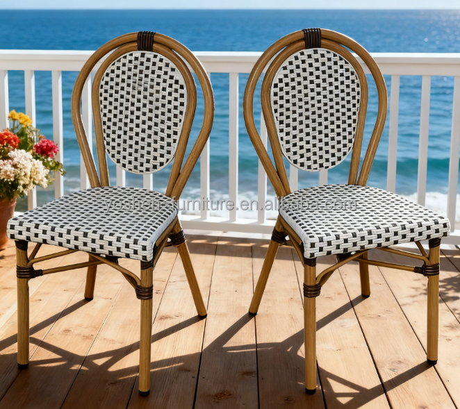 Stackable All Weather Waterproof Outdoor Poolside Chair French Style Design for Pool Garden Hotel Use