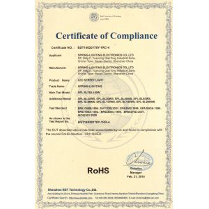 Spring-lighting Electronics Co.,Ltd Certifications