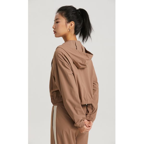 Womens Nylon Zip Up Hooded Sun Protection Jacket Shorts Set UPF 50 for Errands