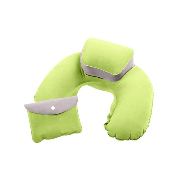 Comfortable Inflatable Travel Neck Pillow PVC Flocking Material With Pouch