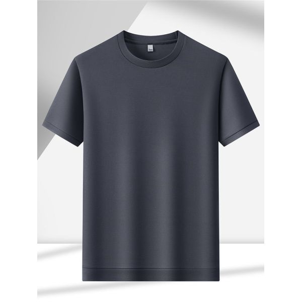 1282  summer hot item 210G 94% polyester fiber 6% spandex light luxury ice feeling short sleeved men's short sleeved T-shirt