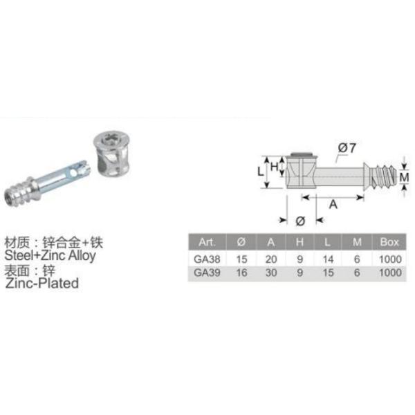 Zinc Plated Wood Joint Metal Bracket Heavy Duty Cam Lock Connectors Standard Size