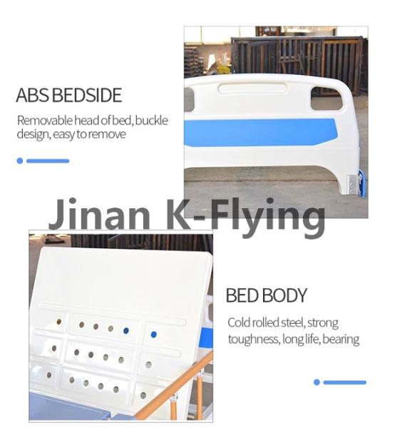 Foldable Two Cranks Manual Nursing Bed IV Holes