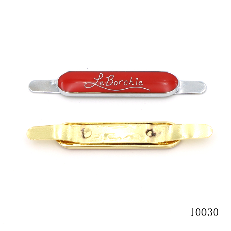 Custom Metal Logo Tag with Prongs for Bags | Gold Plated Hardware