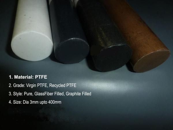 100mm Width Black  Rods / PTFE Rod For Chemical , Self Lubricating