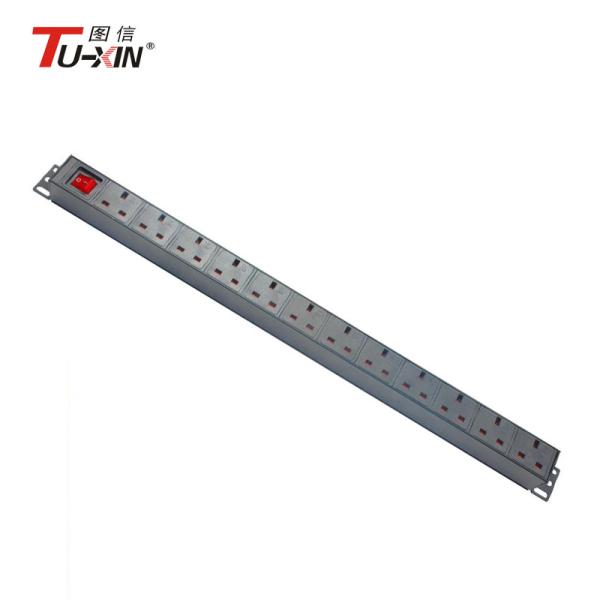 UK Plug Rack Mount Pdu Power Distribution Unit 250VAC 50 / 60HZ 15A Aluminum Alloy