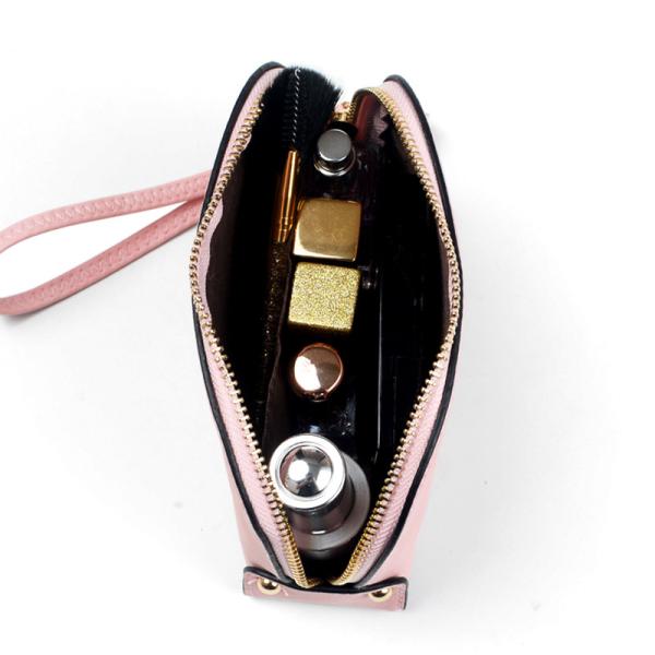 Large Capacity Half Moon Shape Plain PU Make Up Bags With Tassel