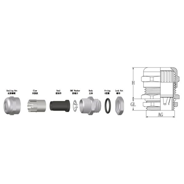 M22 Brass Cable Gland With Shielding Function Approved By U / L CE ROSH