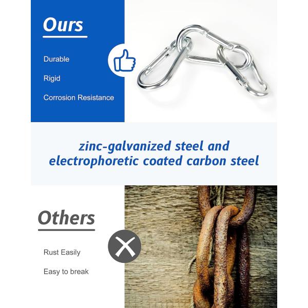 Finitura polida de aço inoxidável 304 Carabiner de arranque de arranha-céus DIN5299c Gancho de mola