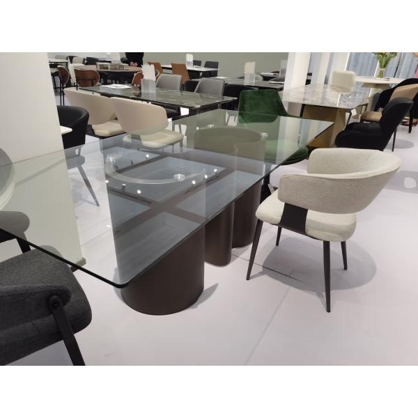 Luxury Stainless Steel Base Tempered Glass Top Modern Rectangular Dining Event Table For Living Room & Outdoor Use