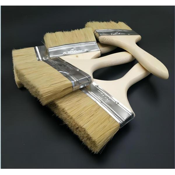 Применение настенной краски с 4-дюймовой чистой щеткой и белой деревянной ручкой