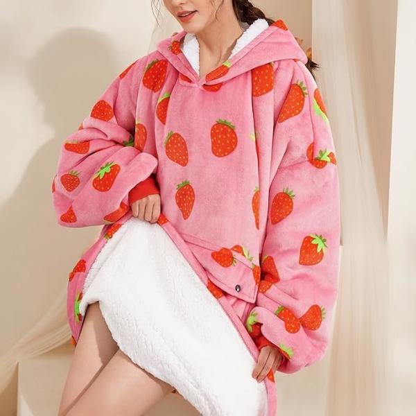 OEM Premium Sherpa Wearable Blanket With Hood One Size Fits All