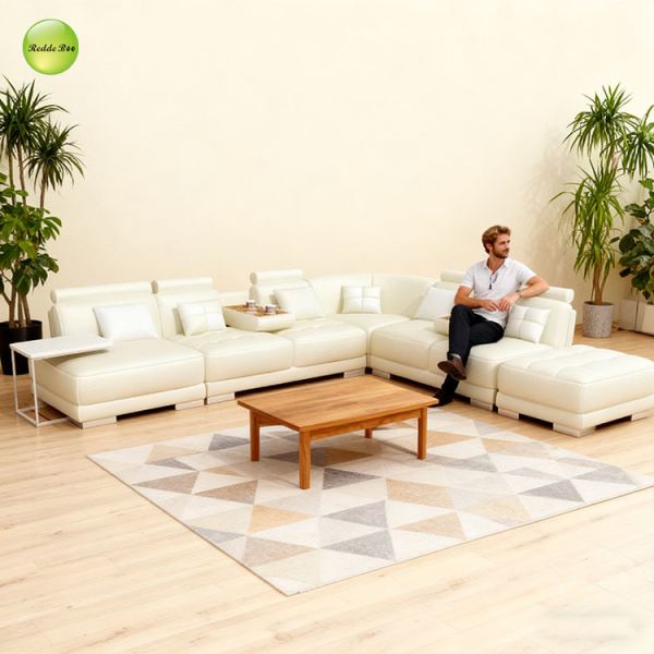 Luxury Leather Sectional: Tray - Integrated, Premium Build – Host - Focused Interiors Smart Choice