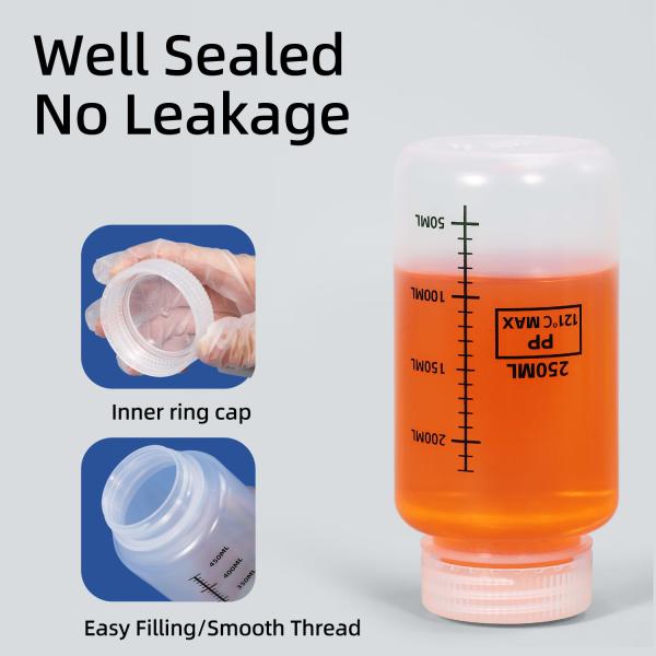 Food Grade PP Plastic Bottle With Scale Line Wide Neck Liquid Container for Chemical