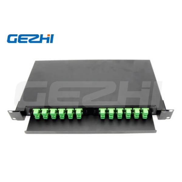 19' 1RU Slide Rail Rack Mount Fiber Optic Patch Panel with 2 Metal FAP and Cold Rolled Steel Construction