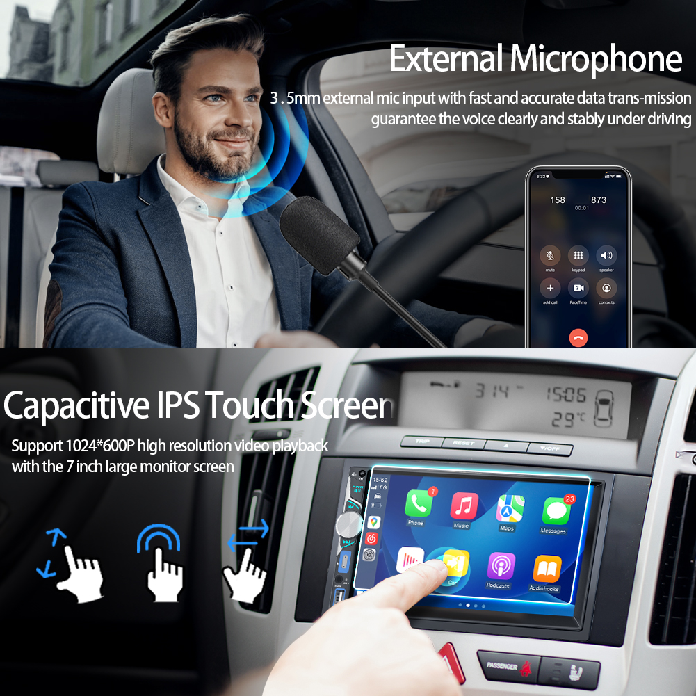GRANDnavi 2 Din 7Inch MP5 Автомобильная стереосистема BT Wifi Беспроводная CarPlay