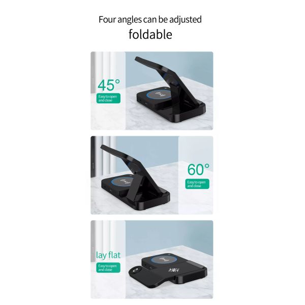 15W 4 In 1 Wireless Charger Dock Station Slim Folding Fast Charging For Apple iPhone Samsung
