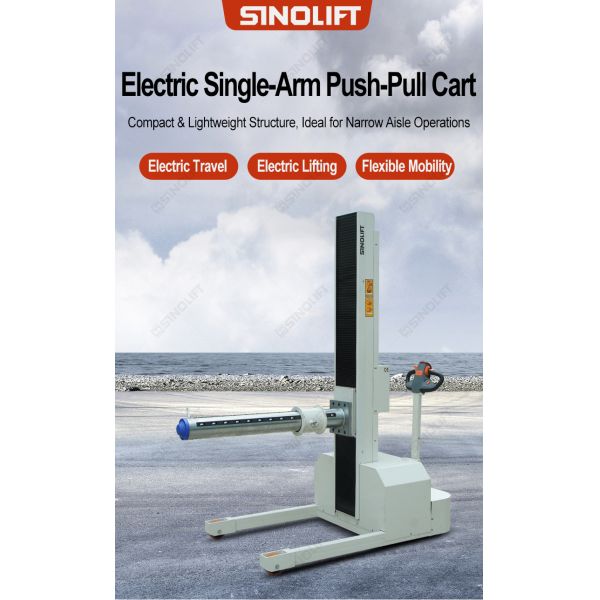 SINOLIFT CDD1019BF 1 Ton Electric Single-Arm Push-Pull Cart 1.95m Lifting Height Roll Material Handling Trolley