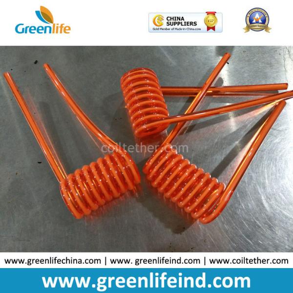 Plastic White Cord Core Orange PU Coating Fashion Short Spiral Cables