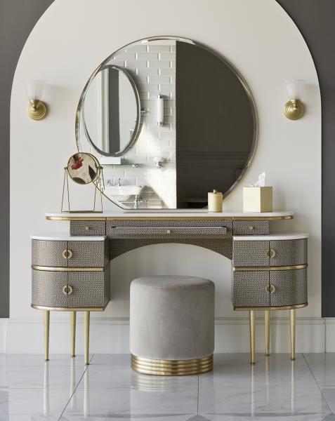 Mirrored Makeup Vanity Desk Dressing Table Chair Set ODM