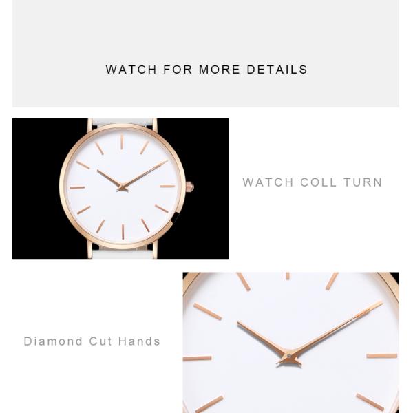 Ultra Thin 3atm Womens Metal Watches White Genuine Leather Strap