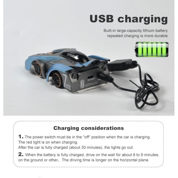 Adsorption Remote Control Toy Car Rechargeable Climbing Stunt Car 50M Remote Distance