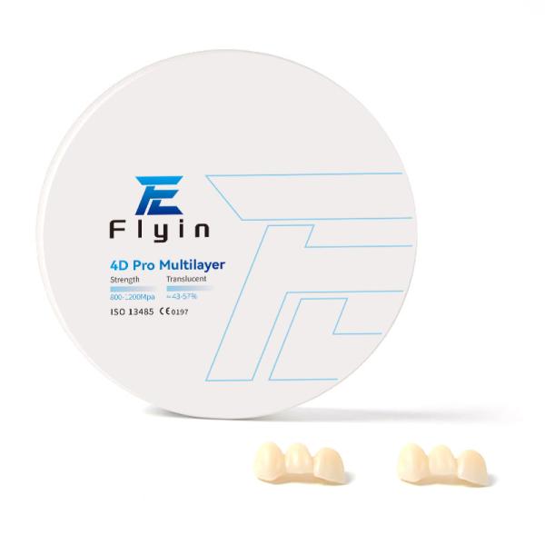 43% ~ 57% Translucide 4D Pro Bloc de zirconium multicouche pour le matériel de laboratoire dentaire