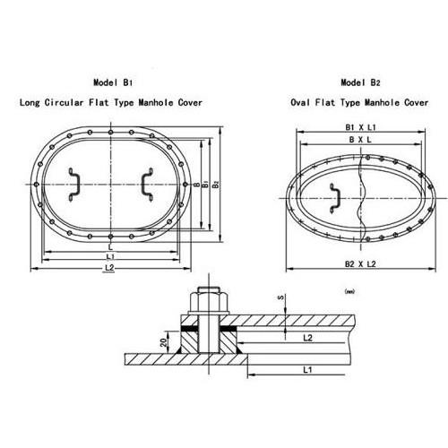 B Type Marine Hatch Cover Flush Type With Bolts Excellent Watertightness