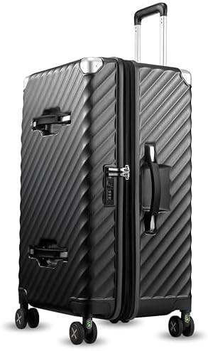 Bagages 22x14x9 Approuvé par la compagnie aérienne - 35L de polycarbonate, valise à coque dure extensible avec roues tournantes (noir, 20 pouces)
