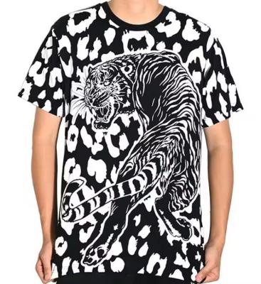 New Design Fashion Leopard Pattern All Over Sublimation T Shirt Crew Neck Casual