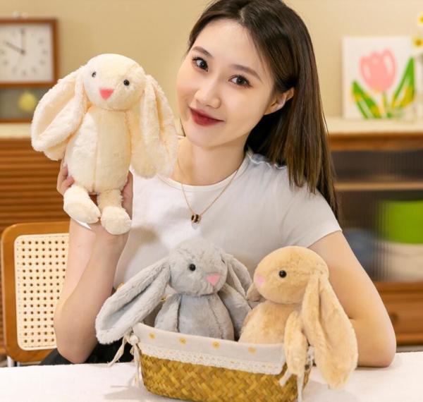 Playful Easter Egg Baby Doll Spring Bunny Toy Doll for Girls Pink Soft Cuddly Plush Doll 12 Inches