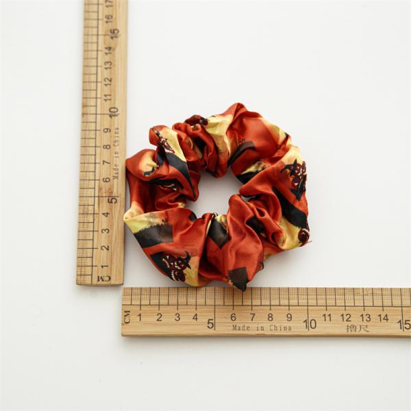 Halloween festival satin printed scrunchies headdress women's headstring elastic band hair accessories OEM logo