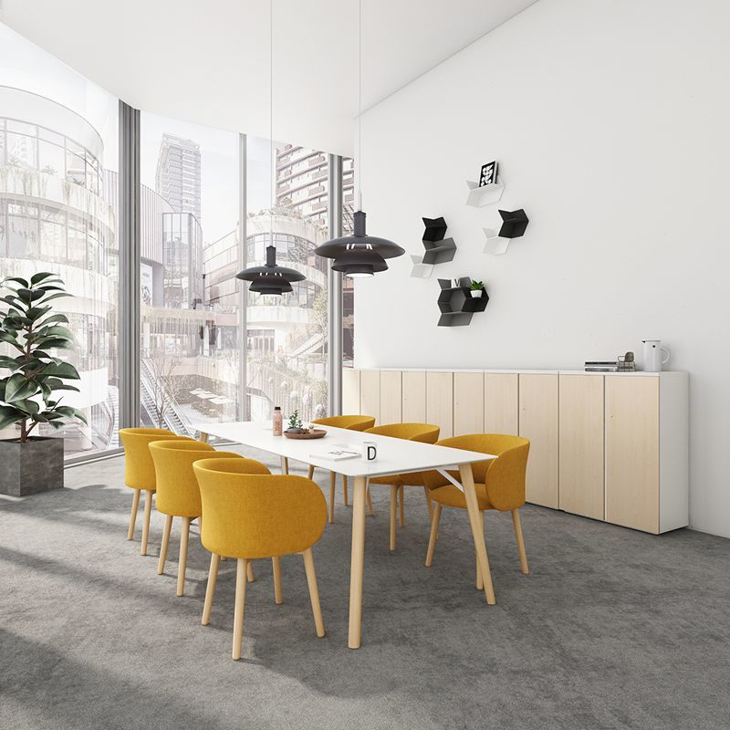 White 6 Seater Conference Table OEM ODM 6 Person Meeting Table