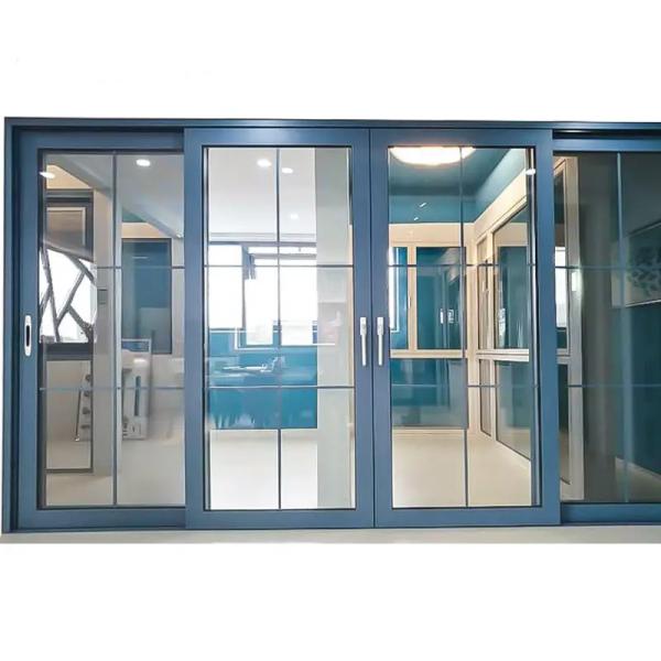 Aluminum Grills Exterior 4 Panels Double Glazed Sliding Doors For Balcony