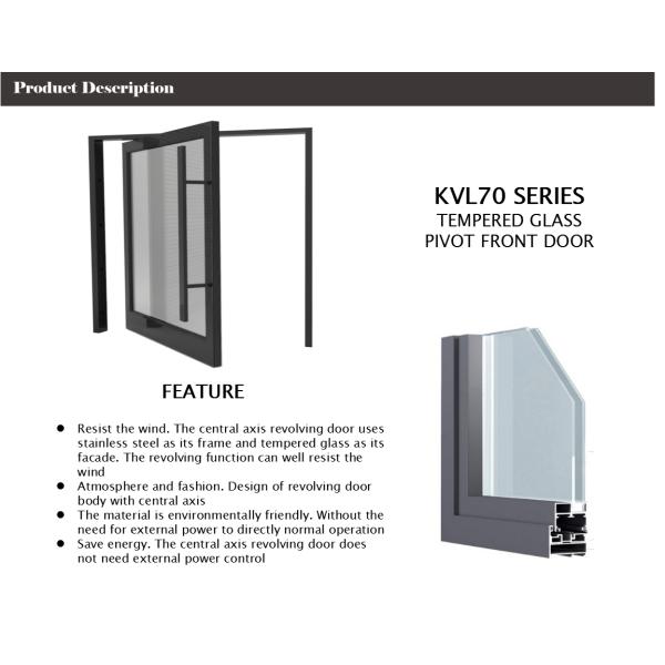 Black Anodized Frame Aluminum Pivot Door Horizontal Middle Turning