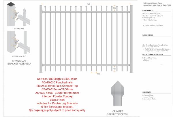 2400mm width  Crimped spear metal garrison fence supplier