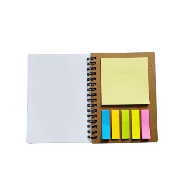 Blank A5 PET Cover Spiral Coil Notebook Sublimation Blank Notebook With Color Sticky Note Pad