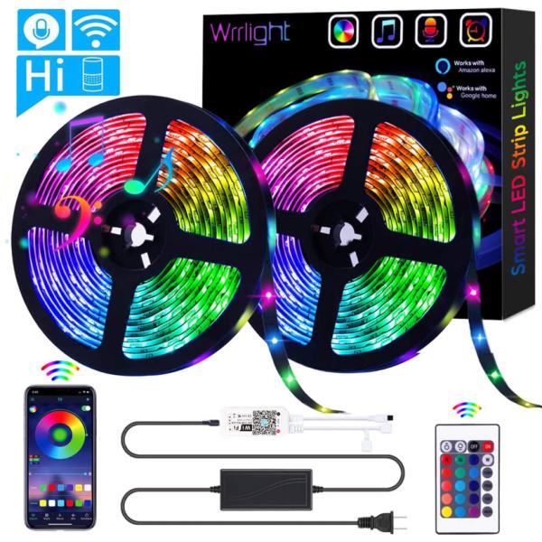Flexible LED Strip Lights Smart Remote Control RGB Light for Energy and Mood Lighting