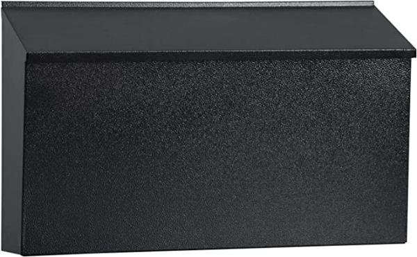 Secure Outdoor Black Townhouse Wall Mount Mailbox with Powder Coating and Lock Option
