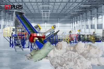 Automatic Plastic Film Squeezing Cutting Machine / Powerful Plastic Dewatering 1000kg/H