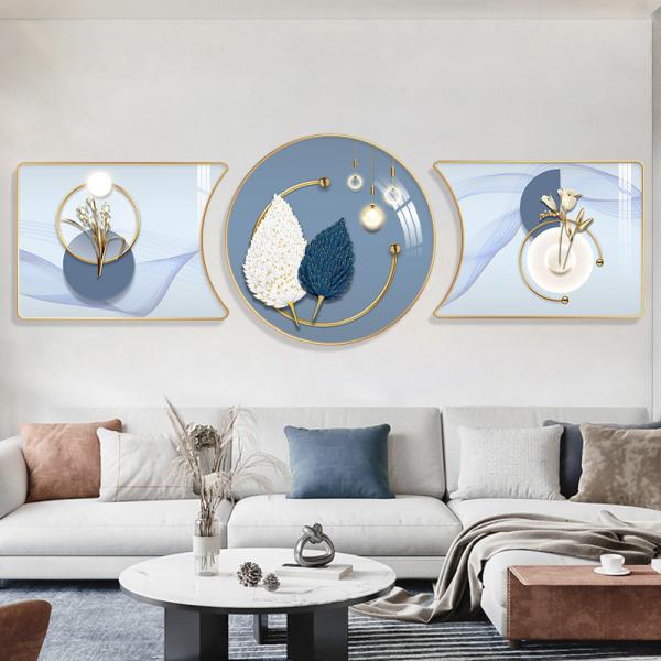 Waterproof Canvas Crystal Porcelain Painting 3 Pieces Fortune Tree Elk For Home Hotel Decor