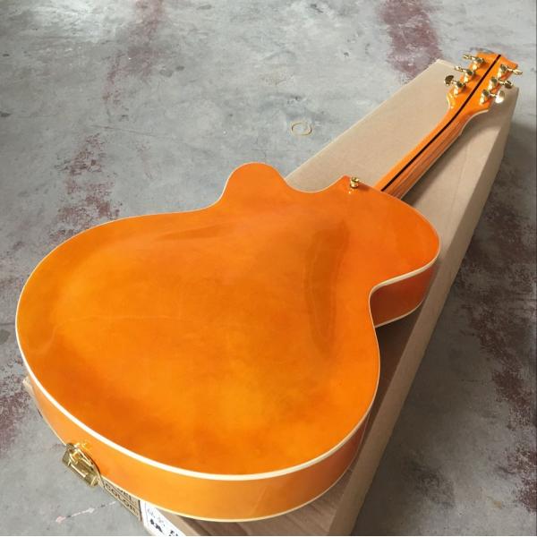 Tiger Flame jazz electric guitar.F hollow body jazz guitar. orange guitar.vibrato system.free shipping