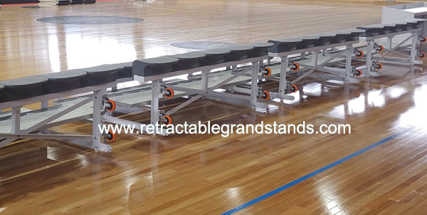 3 Rows Indoor Outdoor Aluminum Bleachers With Gray Bench Seat