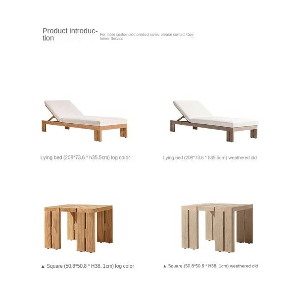 Outdoor Garden Sun Lounger Teak Wood Modern Style Hotel Pool Lounge Chair And Bed