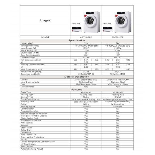 Сушильщик одежд 7kg падения бытового прибора электрический